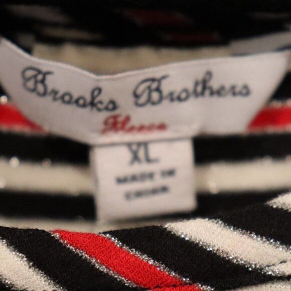 Brooks Brothers Black Red striped Girls Ruffle Shift Long Sleeve Dress Size XL N - Picture 9 of 10